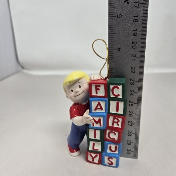 Sunday Funnies Family Circus Child Billy Holding Building Blocks Ornament - Picture 9 of 11
